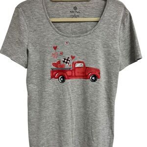 Kate Park Women's Gray Valentine's Day Retro Truck T-Shirt Size S